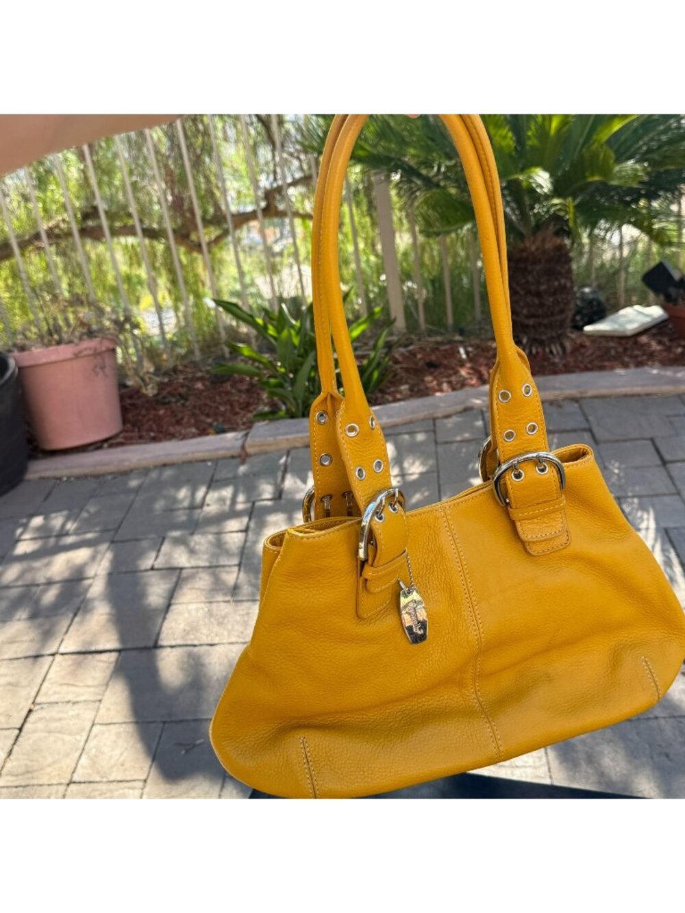 Tignanello MUSTARD YELLOW Leather Shoulder Purse